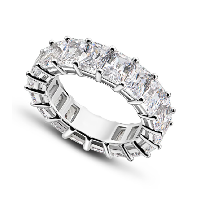Emerald Cut Silver Bridal Ring